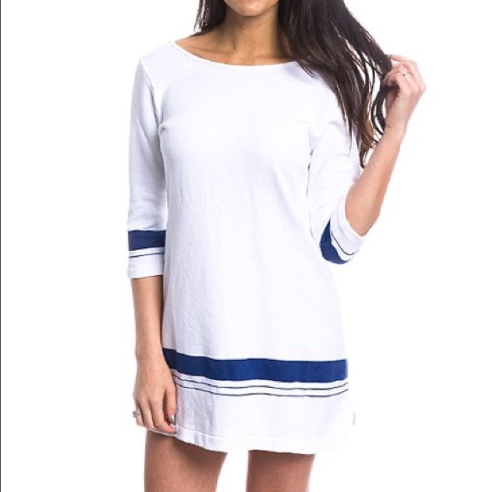 NWT. Lauren James Parker Knit Dress white & navy dress. Size Medium